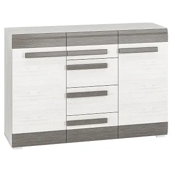 Komoda BERNIS 0701 -komoda 2D4S, lamino, borovice bílá/ borovice bílá/ šedá (ML) (BLANCO0701=2BALÍKY) (K150)***