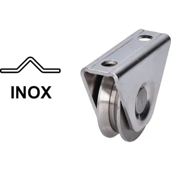 Pojezdové kolečko Nerezové kolečko kolejových vrat pro šroubování s konzolou tvar V 58 (KLB-KK-V060-INOX)