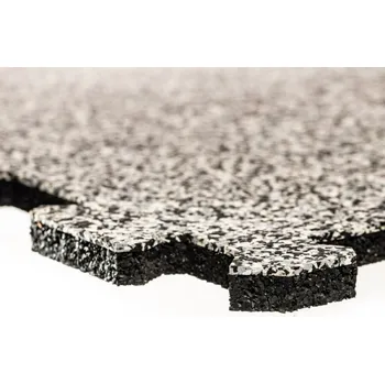 Venkovní dlažba Černo-bílo-šedá gumová modulová puzzle dlažba (roh) FLOMA Sandwich - 100 x 100 x 2,5 cm