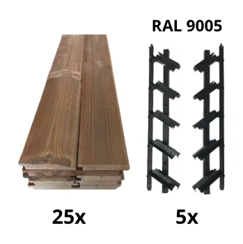 Zahradní altán Samkit SET black - 1300*2500mm (25ks thermowood borovice desek a 5x samkit)