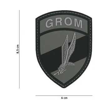 Nášivka Gumová nášivka 101 Inc znak Grom - šedá