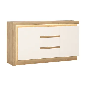 Komoda CANTUS (LYOK01) -KOMODA 2D3S lamino Dub riviéra světlý/ bílá lesk (W) (3BALÍKY)(K150)