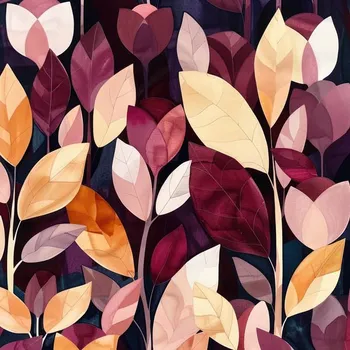 Umělé hedvábí se sametovým leskem fialově bordó listy