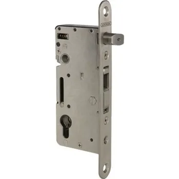 zadlabací zámek LOCINOX Nerezový hákový zámek pro dřevěné brány, odskok 60 mm, falc 77 mm, rozteč 92 mm, H-WOOD