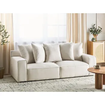 Pohovka Čalouněná pohovka 3místná krémově bílá s polštáři moderní nábytek do obývacího pokoje Beliani