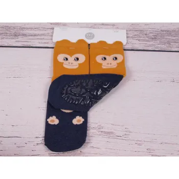 Ponožky capáčky YO ABS SKA0065 s opičkou s kvalitním silikonovým protiskluzem velikosti ponožek: 14-15 ( EUR vel. 20-22)