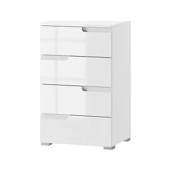 Komoda SAMOA 2 (SELENE 2) - KOMODA ÚZKÁ se 4šuplíky - bílá mat / bílá lesk (SZ) (K150-Z)