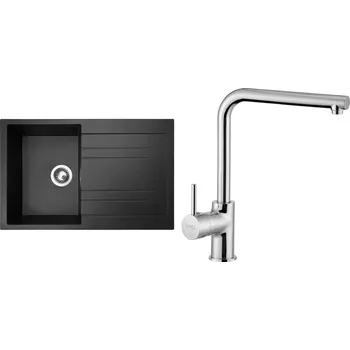 Kuchyňský dřez Set Sinks (dřez Grande 800 Metalblack 74 + baterie Elka Chrom - lesklý) GRA74ELCL