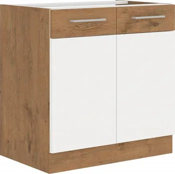 Falco Spodní kuchyňská skříňka Vega 80D2F dub lancelot/bílý lesk
