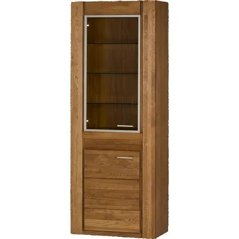 Knihovna VANCOUVER 10 - vitrína LEVÁ 1D1W / dub rustikal (smontovaný nábytek) (VELVET 10) (1 balík) (SZ) (K150-Z)