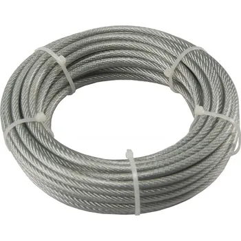 Lany Ocelové lano pozinkované v PVC 4,0 x 5,0 mm, EN12385-4, cívka 100m, kruh 10m/20m balení - cívka/malý kruh 10m/20m: kruh 10m