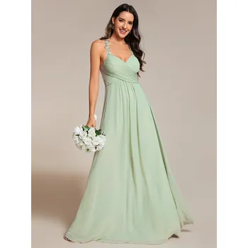 Dámské šaty šifonové šaty s krajkovým zdobením a odhalenými zády - 3XL Barva: Mátová, Velikost: 3XL