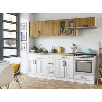 Kuchyňská linka Falco Kuchyňská linka BĚLA 240 cm, artisan/bílá mat