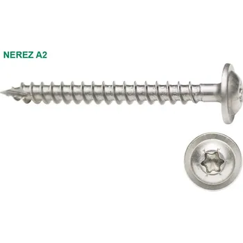 Vrut SOLAR Vrut do dřeva 8,0x80/72 talířová hlava TX40 NEREZ A2