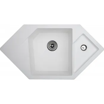 Nerezový dřez Metalac Inko, X DIAMOND Grafit bílá roh. dřez 960 x 510 x 210 mm, průměr 90 mm pro sifon