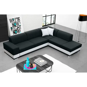 Sedací souprava Falco Rohová sedací souprava Darla, rozkládací s úložným prostorem, pravá, černá Inari 100/bílá Soft 17