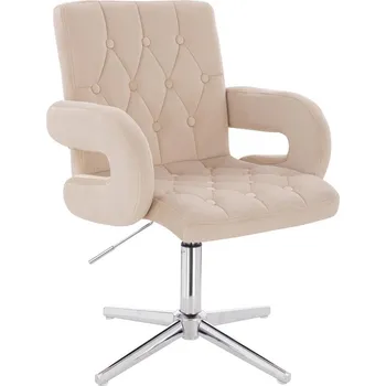 Otočné křeslo Velen velur na stříbrném kříži béžové
