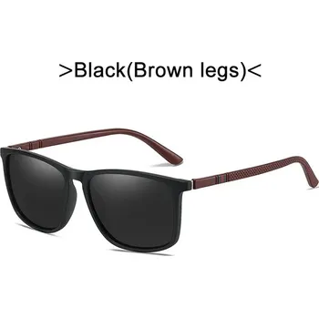 Pánské polarizační sluneční brýle ve vintage stylu - Černá (hnědé nohy)