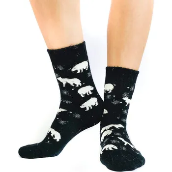 Dámské ponožky Veselé dámské ponožky lední medvídek černé, VELIKOST 39 - 42
