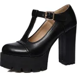 Masivní lodičky s páskem přes nárt - 36 Barva: Černá, Velikost: 36