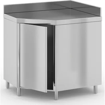 Dílenský stůl B2B Partner Rohový nerezový stůl se skříňkou, 1000 x 600 x 850 mm