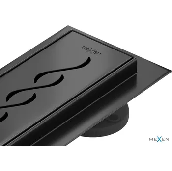 Odvodňovací žlab Mexen Flat 360° M18 otočný lineární odtok 90 cm, černý - 1723090-40
