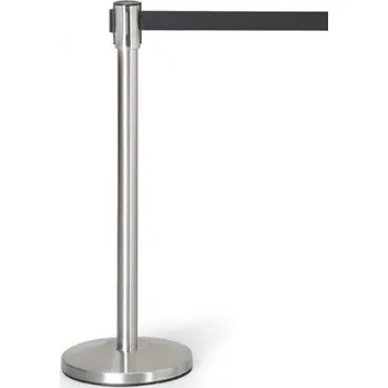 Plotový sloupek B2B Partner Zahrazovací sloupek se samonavíjecím pásem, nerez matný/černá