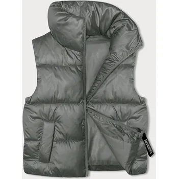 Dámská vesta Krátká dámská vesta v khaki barvě se stojáčkem (B8245-11) odstíny zelené L (40)