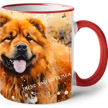 Keramický hrnek Čau-čau, Barva Červená, Velikost 330 ml, Canvas Keramický hrnek s barevným uchem Bezvatriko.cz 2588