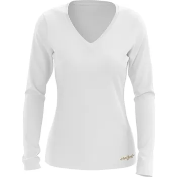 Dámské tričko Dámské funkční tričko SPORTY "V" dlouhý rukáv bílá Bamboo Ultra CLASSIC - Bílá / M