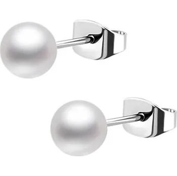 Náušnice Šperky4U Ocelové náušnice perličky bílé - OPN1971-05