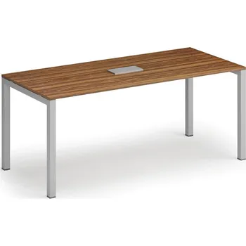 Psací stůl B2B Partner Jednací stůl PRIMO SQUARE, 180x80 cm, ořech + stolní zásuvka TYP I, stříbrná