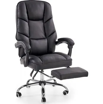 Kancelářské křeslo ALVIN s podnožkou — ekokůže, černá