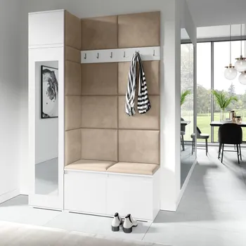 Předsíňová stěna Předsíňová stěna Emi 22 - bílá Barva čalounění: Béžová - Trinity 04