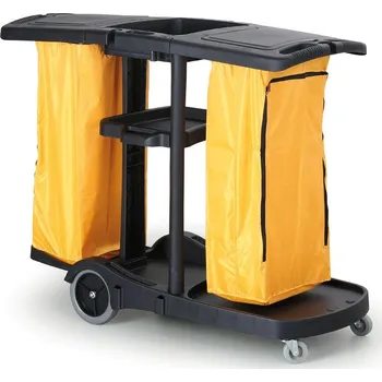 Úklidový vozík Profesionální úklidový vozík s pytli na odpadky, 2 police