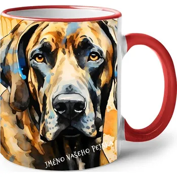 Keramický hrnek Německá doga, Barva Červená, Velikost 330 ml, Canvas Keramický hrnek s barevným uchem 2621