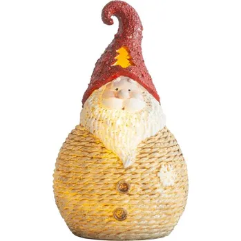 Vánoční dekorace 2 ks Postavička MagicHome Vianoce, Santa okrúhly malý, LED, polyresin, 19,5 cm