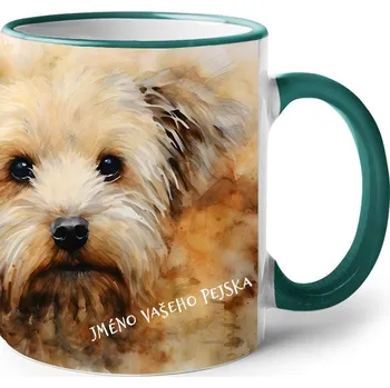 Keramický hrnek Maltézák, Barva Zelená, Velikost 330 ml, Canvas Keramický hrnek s barevným uchem 2616