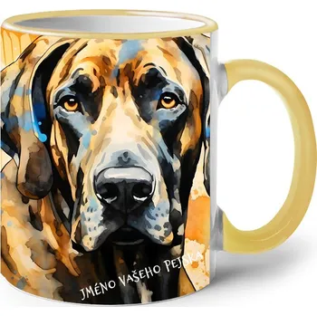 Keramický hrnek Německá doga, Barva Žlutá, Velikost 330 ml, Canvas Keramický hrnek s barevným uchem 2621