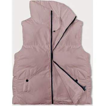 Dámská vesta Růžová péřová dámská vesta se stojáčkem (5M3150-46) odstíny růžové XL (42)