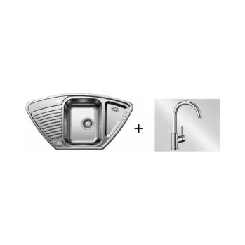 Nerezový dřez Blanco SET 06-D 24 Tipo 9 E přírodní lesk s excentrem + Mida chrom