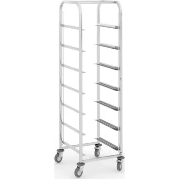 Kancelářský vozík B2B Partner Nerezový přepravní vozík na koše do myčky, 7 patra, 1700 x 505 x 550 mm