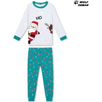 Chlapecké pyžamo Chlapecké pyžamo KUGO MP1310 VÁNOČNÍ šedá+zelená