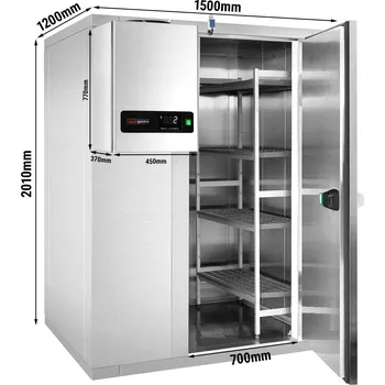 Lednice G.Gastro Commercial Walk-In Cold Room Stainless Steel PREMIUM - 1500x1200 - 2,6m³ - with Cooling Unit