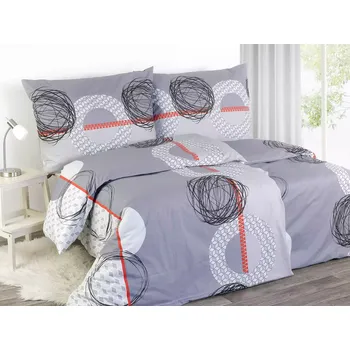 Povlečení Bavlněné povlečení - kruhy na šedé 140x200+70x90