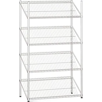 Dílenský regál B2B Partner Drátěný regál se šikmými policemi, 1500 x 900 x 450 mm, 4 police