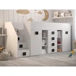 Multifunkční patrová postel pro 1 – Toledo 3 Varianta: Levá, Barevné provedení: bílá, úchyty: černé