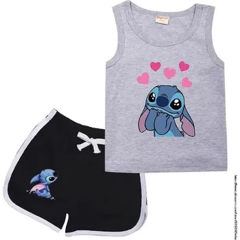 Lilo & Stitch Dětský letní set - tílko + kraťasy s motivem "Lilo a Stitch" Barva: Šedá, Velikost: 160 (13-14 let)