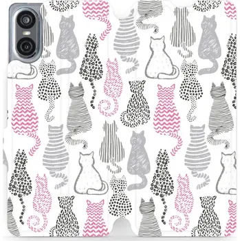 Pouzdro na mobilní telefon Flipové pouzdro Mobiwear - Sony Xperia 10 VI - MX01S Kočičí zádíčka (Knížkové flip pouzdro, obal, kryt na mobil Sony Xperia 10 VI - MX01S Kočičí zádíčka, materiál Umělá kůže + TPU - ochrana 360°, stojánek, silikonová vanička, magnetické zavírání)