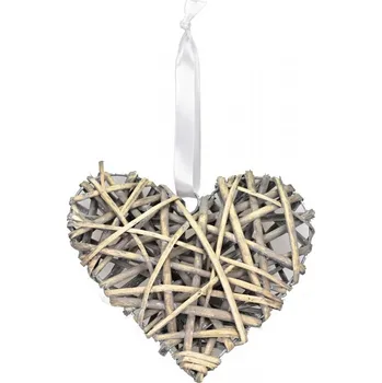 Proutěné srdce šedé s patinou 20x20x4,5 cm